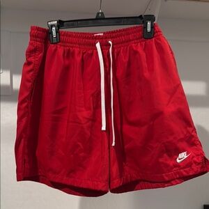 Nike Red Sports Shorts with White Drawstring